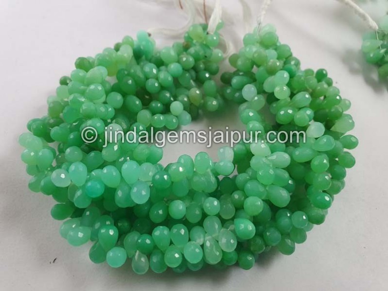Chrysoprase Faceted Drops Beads