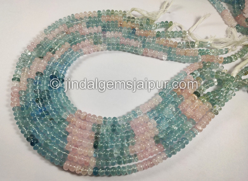 Multi Aquamarine Smooth Roundelle Shape Beads