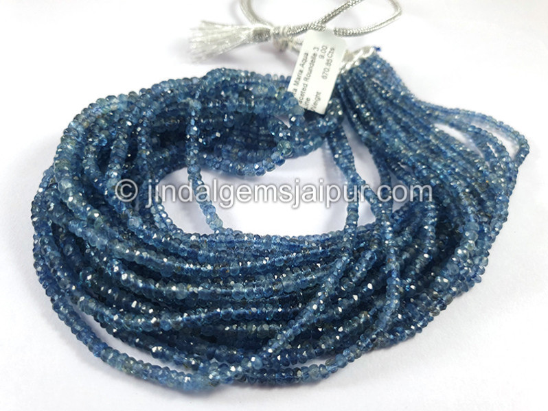 Santa Maria Aquamarine Faceted Roundelle Shape Beads