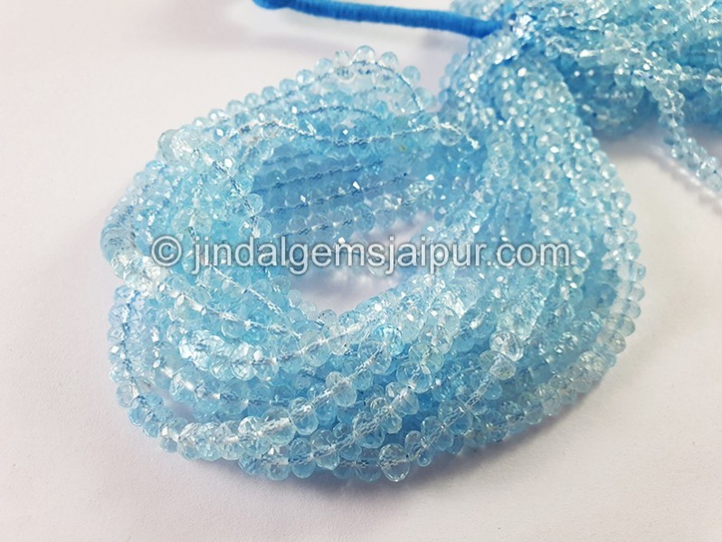 Sky Blue Topaz Faceted Roundelle Shape Beads