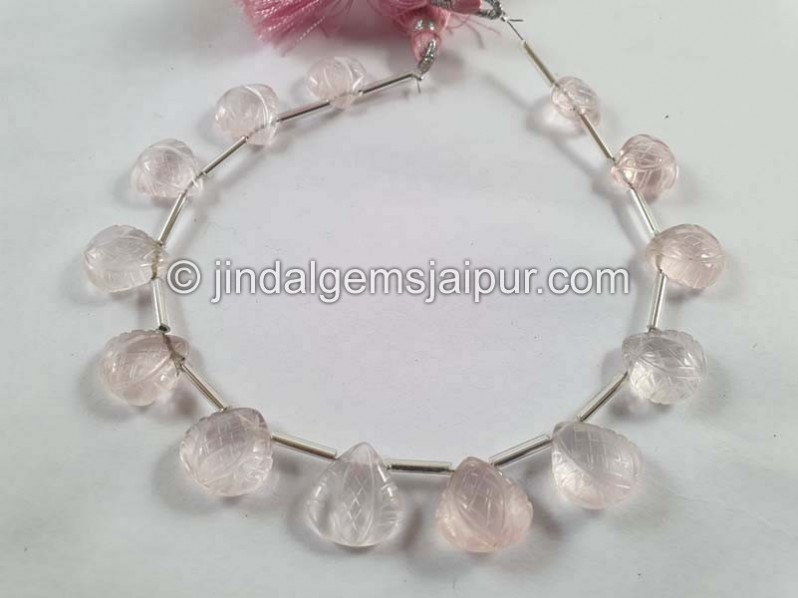 Rose Quartz Carved Crown Heart Beads