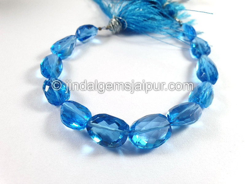 Swiss Blue Topaz Faceted Nuggets Shape Beads