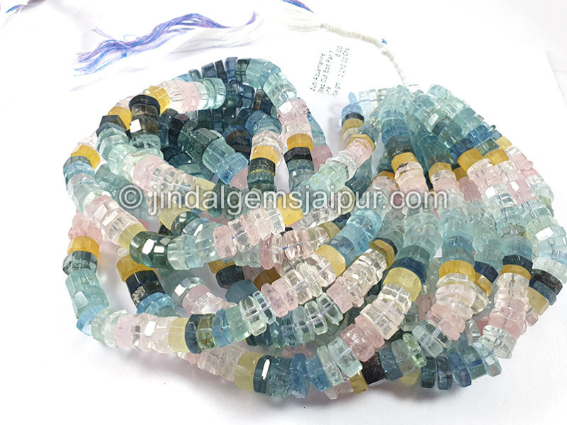 Multi Aquamarine Step Cut Bolt Shape Big Beads