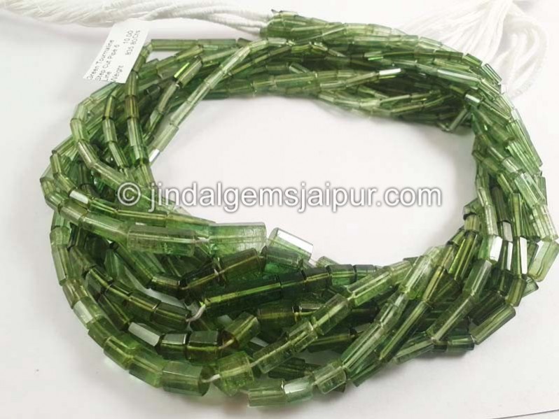 Green Tourmaline Step Cut Pipe Shape Beads