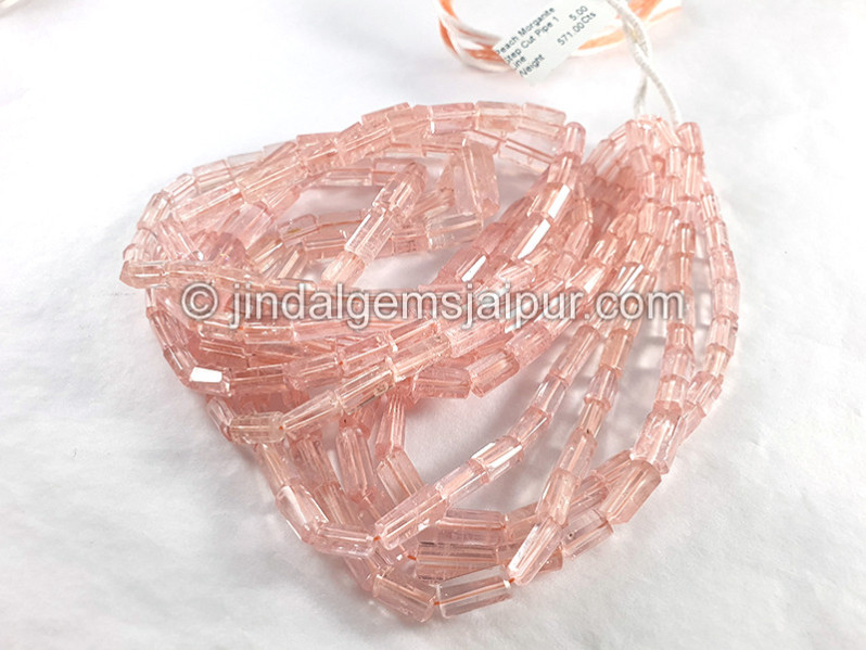 Peach Morganite Step Cut Pipe Shape Beads