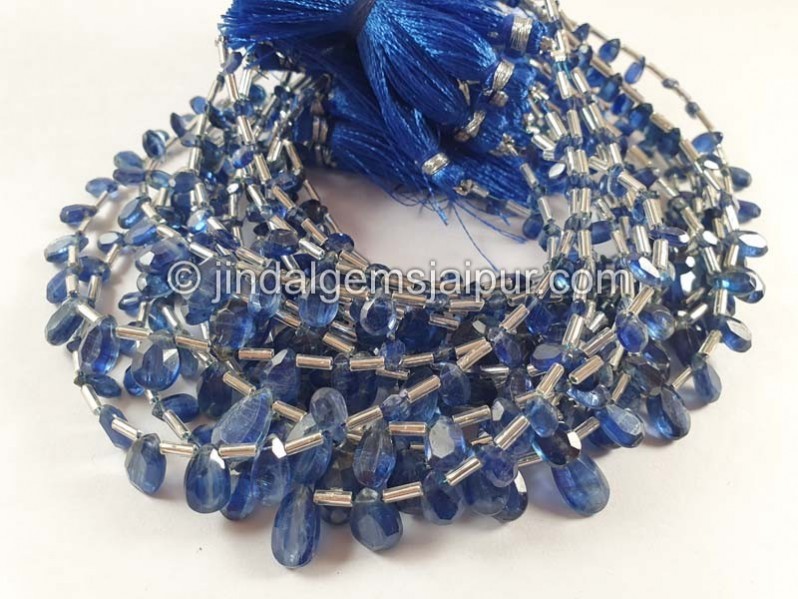 Kyanite Faceted Flat Pear Beads