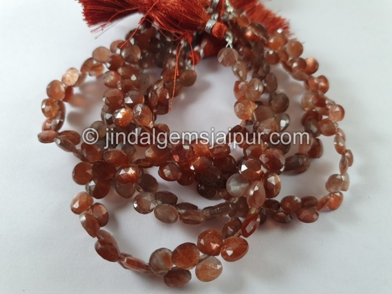 Chocolate Feldspar Faceted Heart Beads