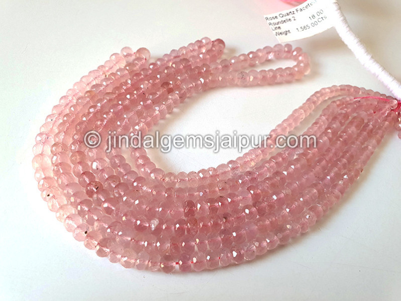 Rose Quartz Faceted Roundelle Shape Beads