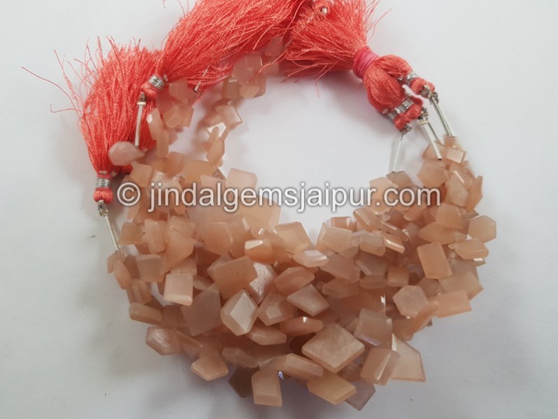 Peach Moonstone Flat Slice Cut Beads