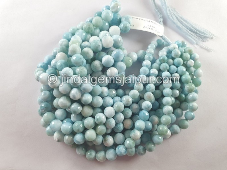 Larimar Faceted Round Balls Beads