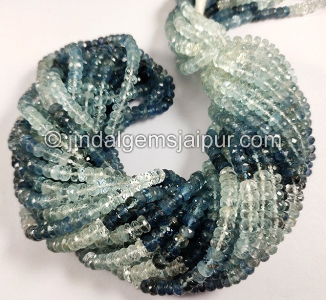 Santa Maria Aquamarine Shaded Faceted Roundelle Shape Beads