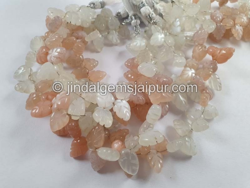 Multi Moonstone Carved Shield Pear Beads