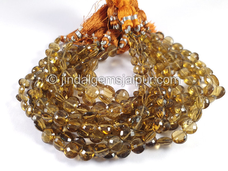 Coganac Quartz Faceted Coin Shape Beads