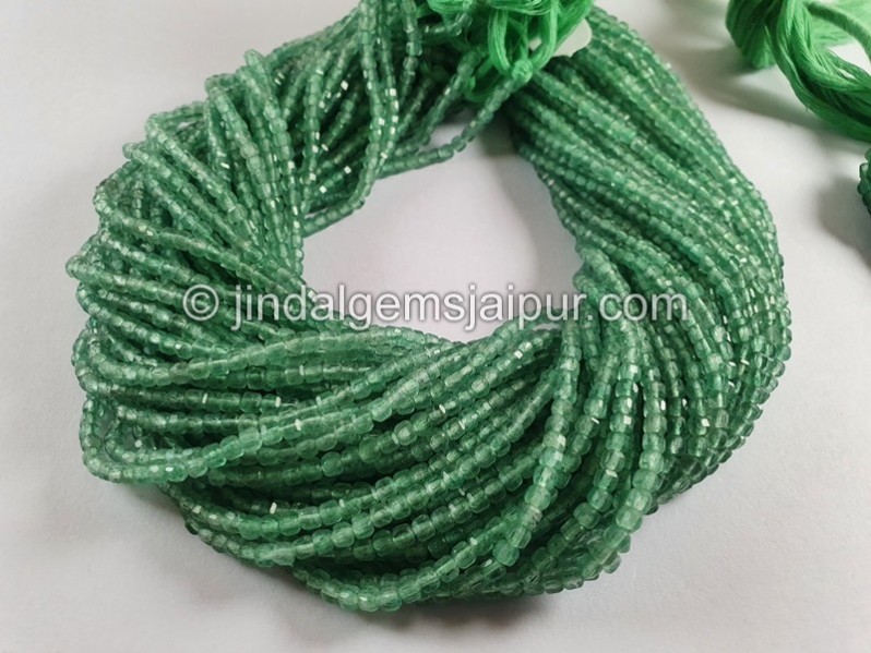 Green Strawberry quartz Cut Cube Beads