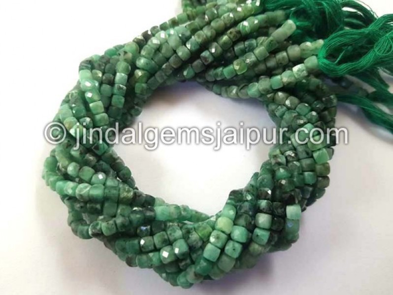 Emerald Shaded Faceted Cube Beads