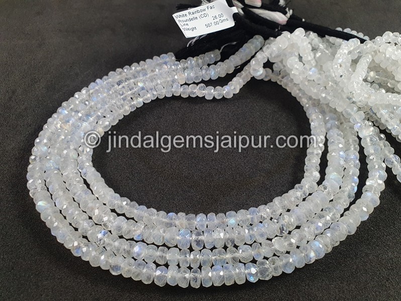 White Rainbow Faceted Roundelle Big Shape Beads