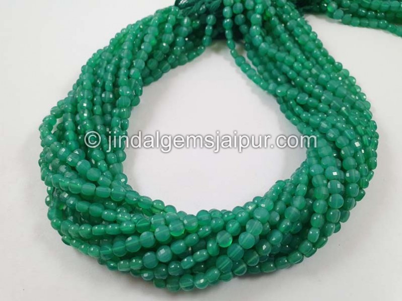 Green Onyx Faceted Coin Beads