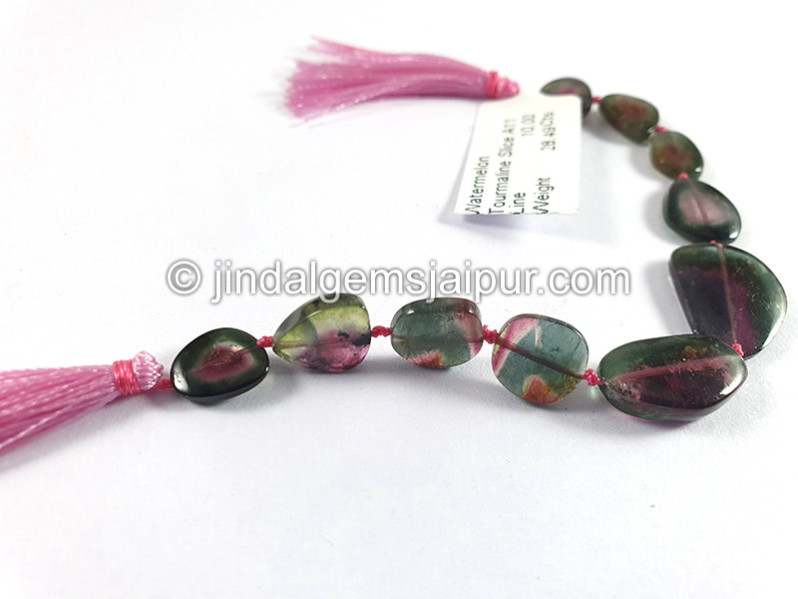 Watermelon Tourmaline Smooth Slices Beads