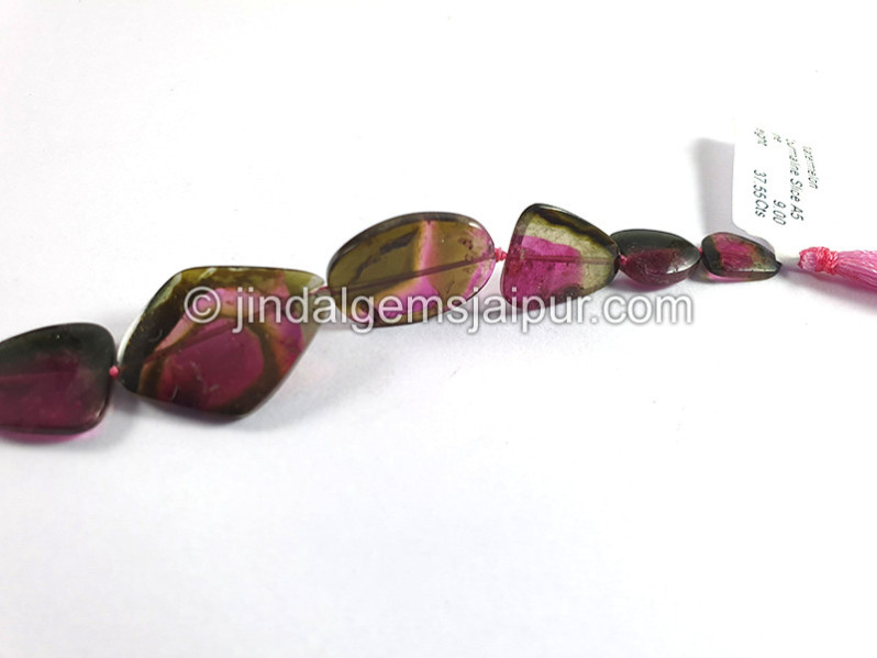 Watermelon Tourmaline Smooth Slices Beads