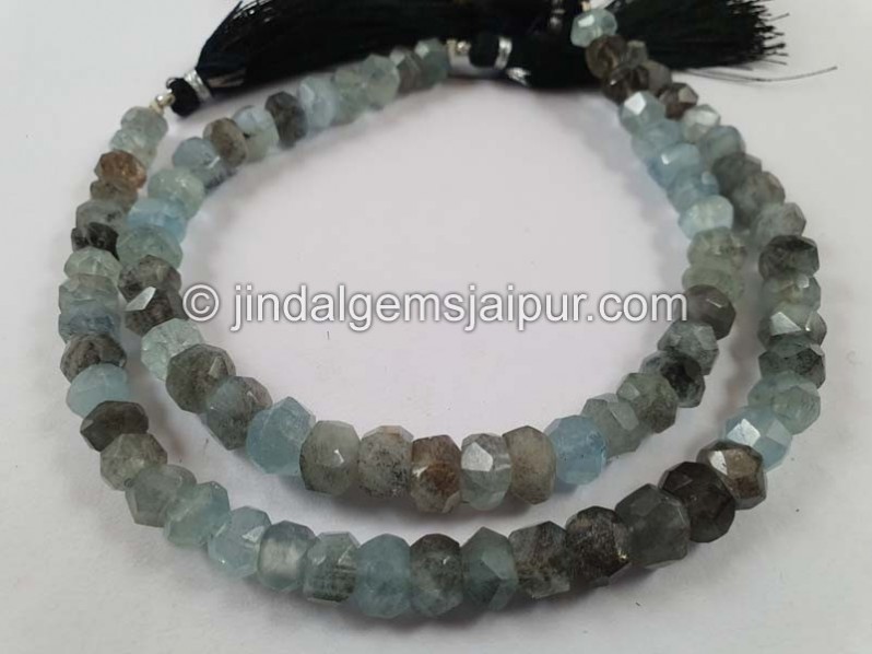 Moss Aquamarine Old Cut Roundelle Beads