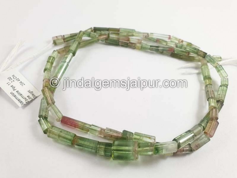 Watermelon Tourmaline Pipe Shape Beads