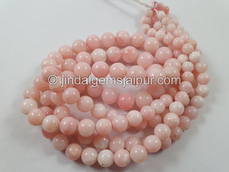 Pink Opal Far Smooth Round Beads