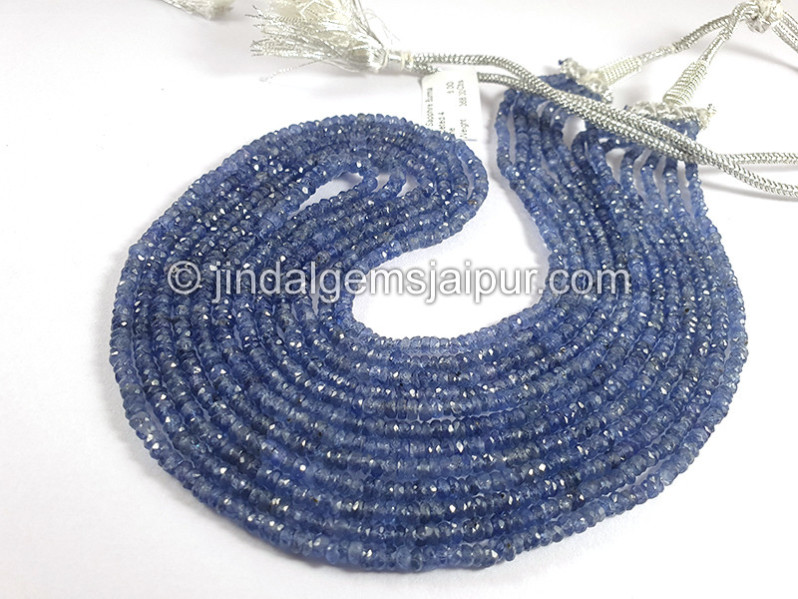 Blue Sapphire Burma Faceted Roundelle Shape Beads