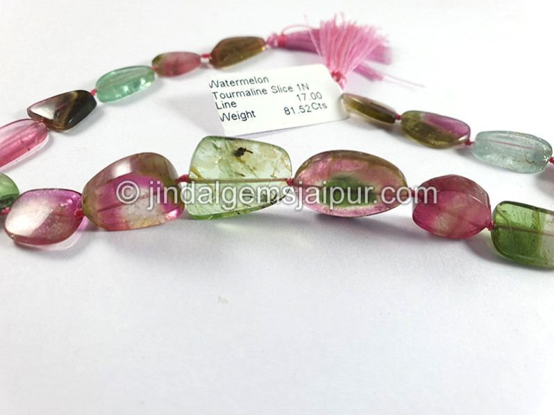 Watermelon Tourmaline Smooth Slices Beads