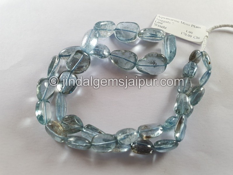 Moss Aquamarine Plain Nuggets Beads