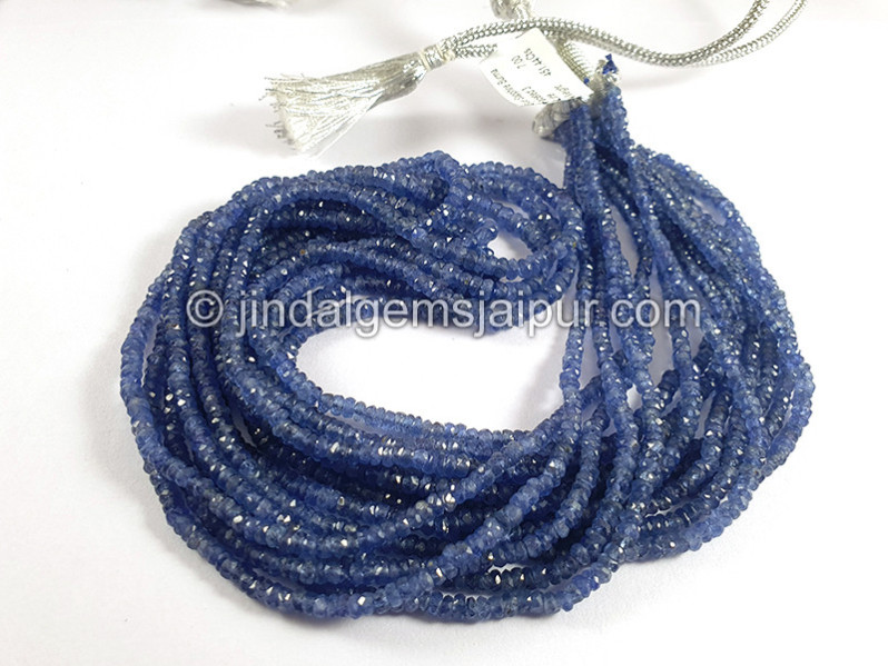 Blue Sapphire Burma Faceted Roundelle Shape Beads