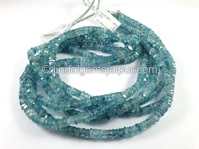 Blue Zircon Step Cut Bolt Shape Beads