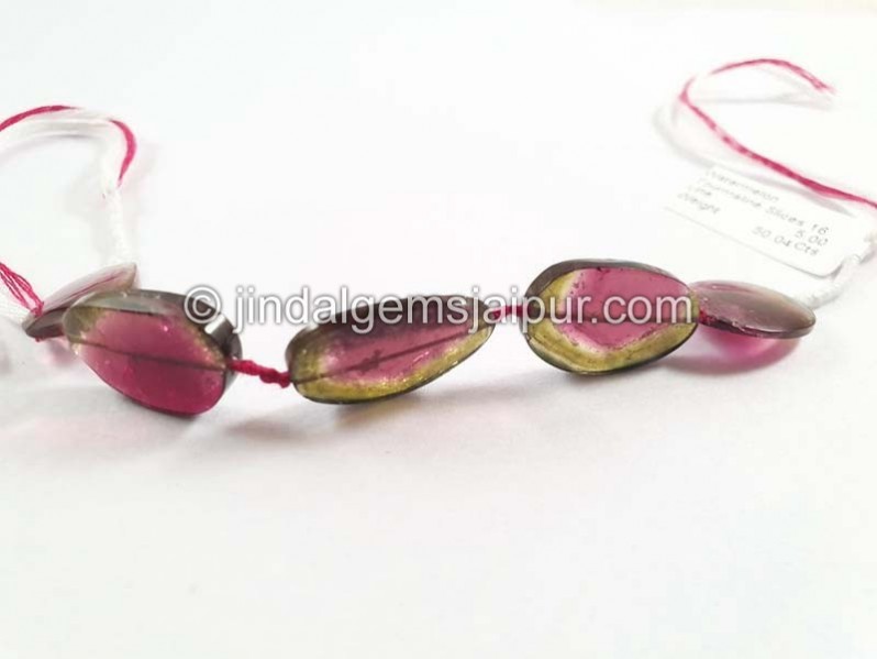 Watermelon Tourmaline Smooth Slices Beads