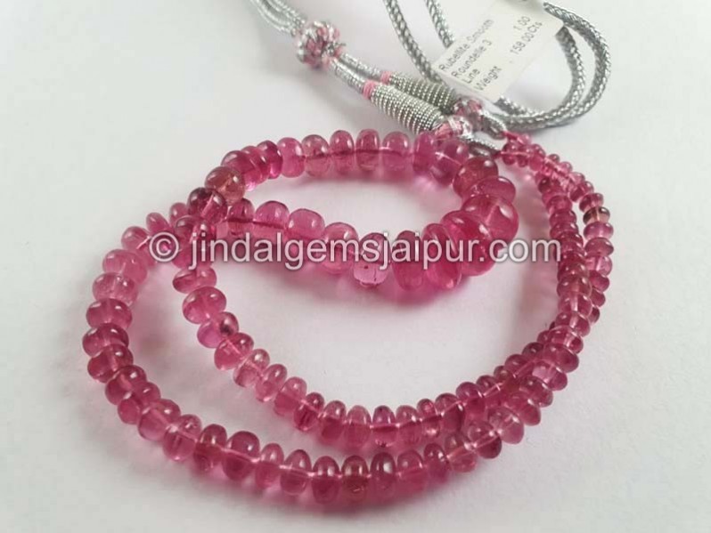 Rubellite Tourmaline Smooth Roundelle Beads