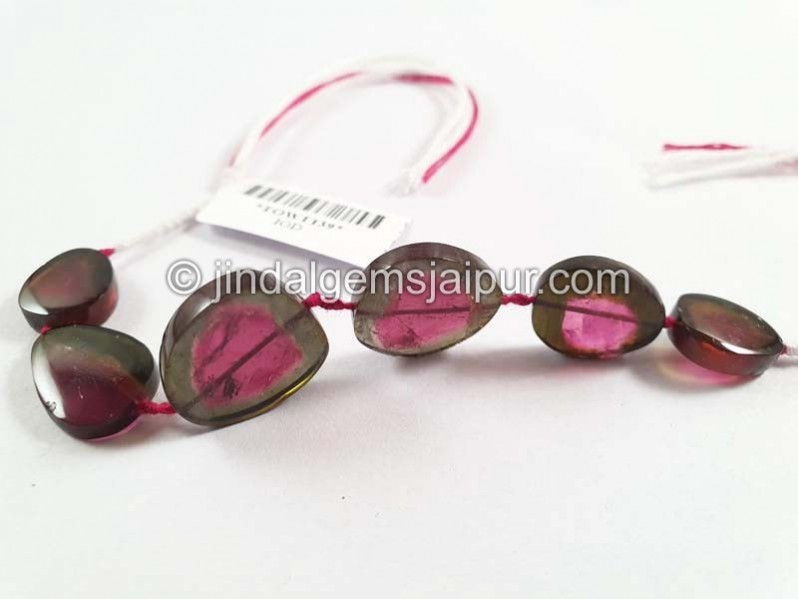 Watermelon Tourmaline Smooth Slices Beads