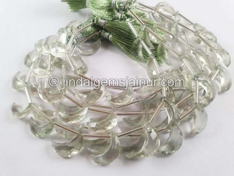 Green Amethyst Faceted Moon Shape Beads