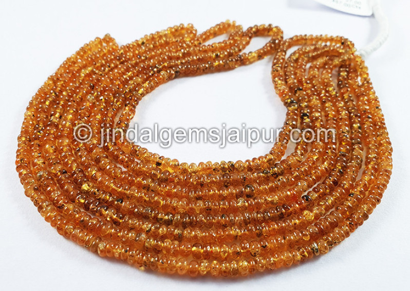 Mandarin Garnet Smooth Roundelle Shape Beads