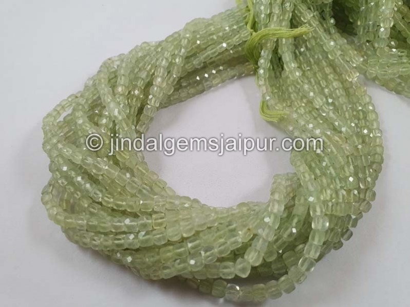 Prehnite Faceted Cube Beads