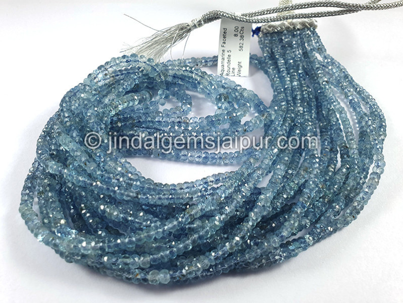 Aquamarine Faceted Roundelle Shape Beads