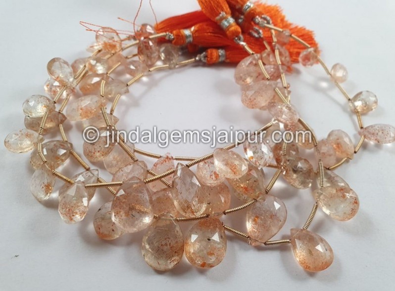 Sunstone Faceted Pear Beads