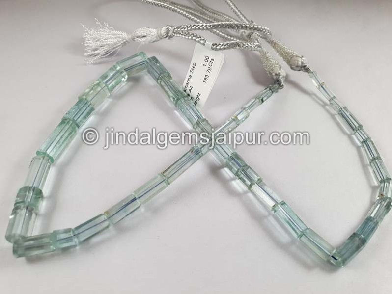 Aquamarine Step Cut Pipe Shape Beads