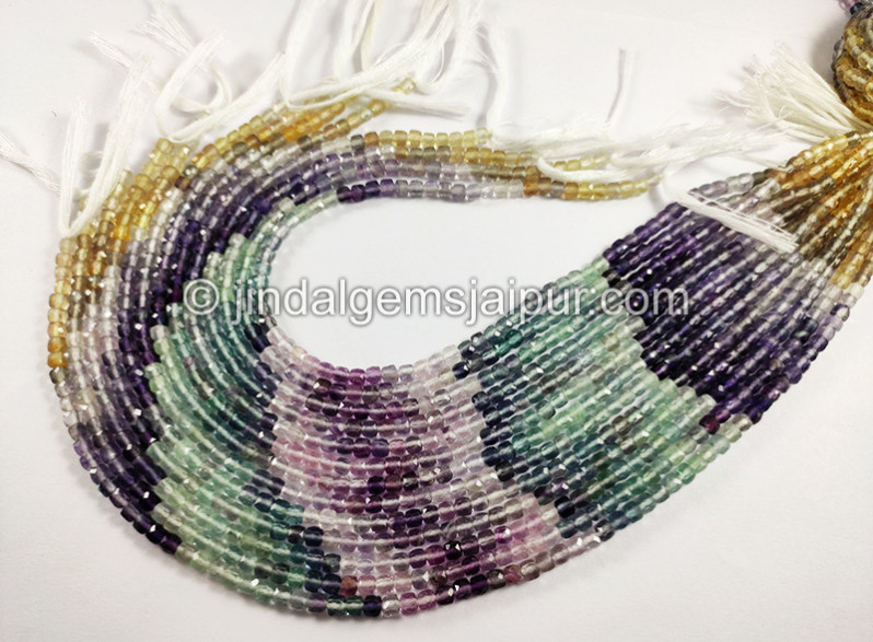 Fluorite Faceted Cube Shape Beads