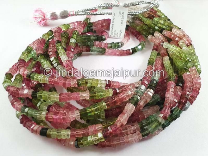 Tourmaline Step Cut Bolt Shape Beads