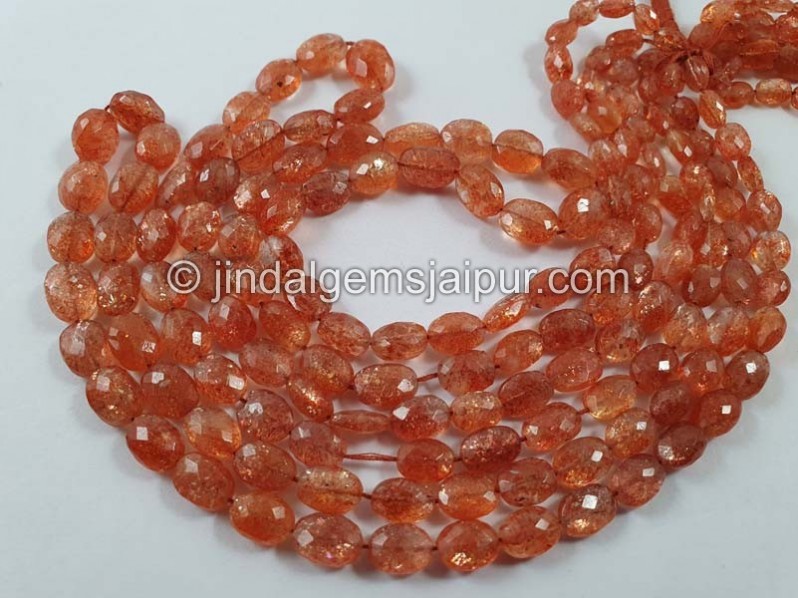 Sunstone Faceted Oval Beads