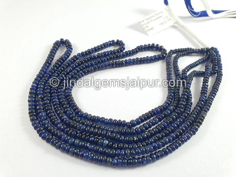 Blue Sapphire Burma Smooth Roundelle Shape Beads