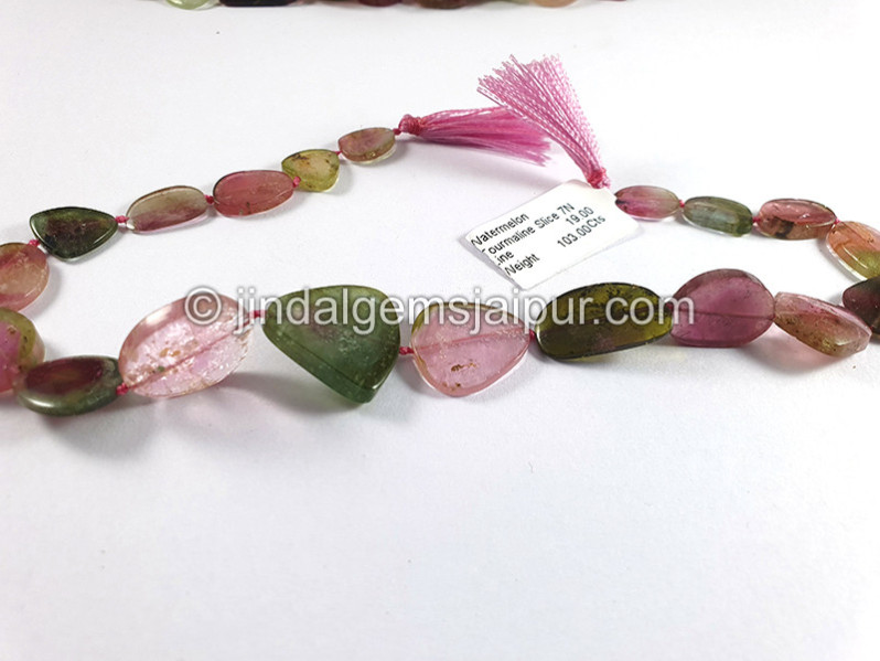 Watermelon Tourmaline Smooth Slices Beads