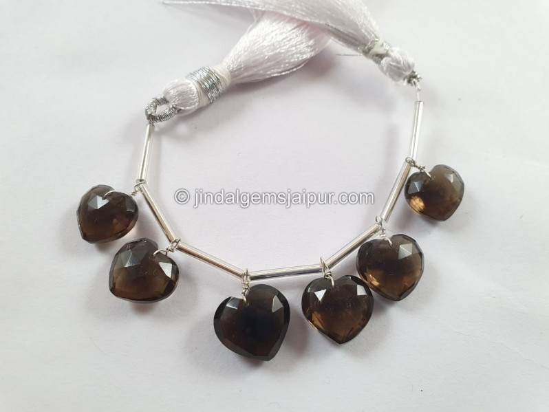 Smoky Faceted Heart Beads