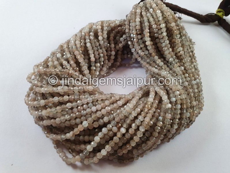 Grey Moonstone Faceted Round Beads