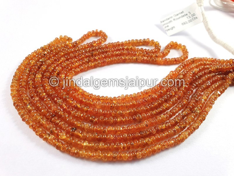 Mandarin Garnet Smooth Roundelle Shape Beads