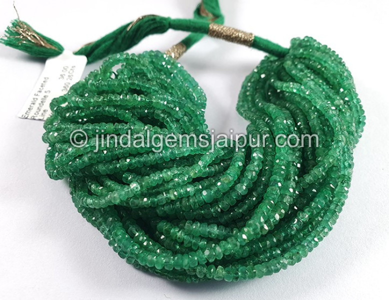 Emerald Faceted Roundelle Shape Beads