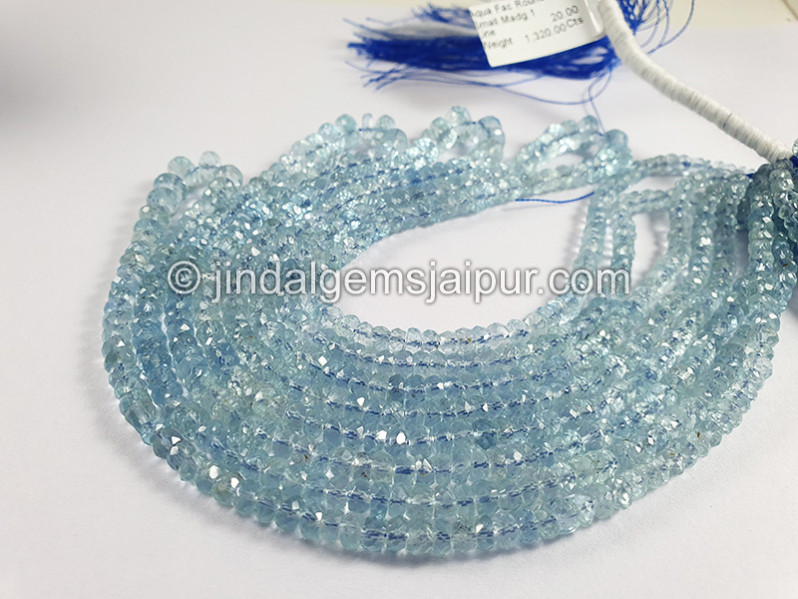 Aquamarine Faceted Roundelle Shape Beads